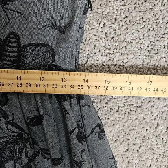 Disturbia Dress Womens 2 Gray Parasite Smock Mini Insects AOP Goth Feminine - Picture 6 of 16